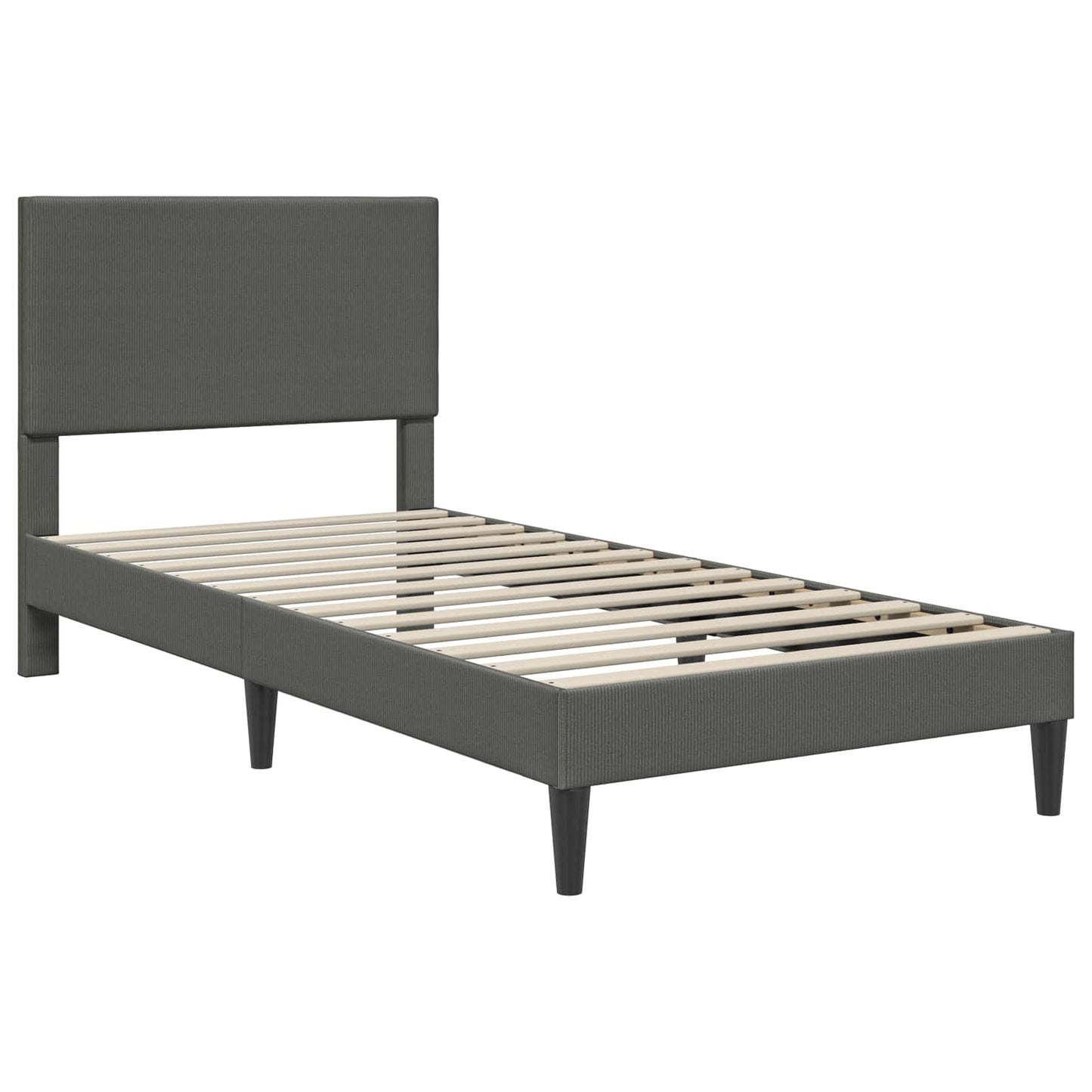 Dark Grey Corduroy Bed Frame Headboard Single | HomeAndLivin
