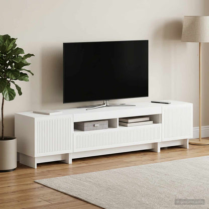 Modern TV Cabinet White Wood 49x35x43cm