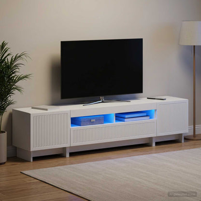 Modern TV Cabinet White Wood 49x35x43cm