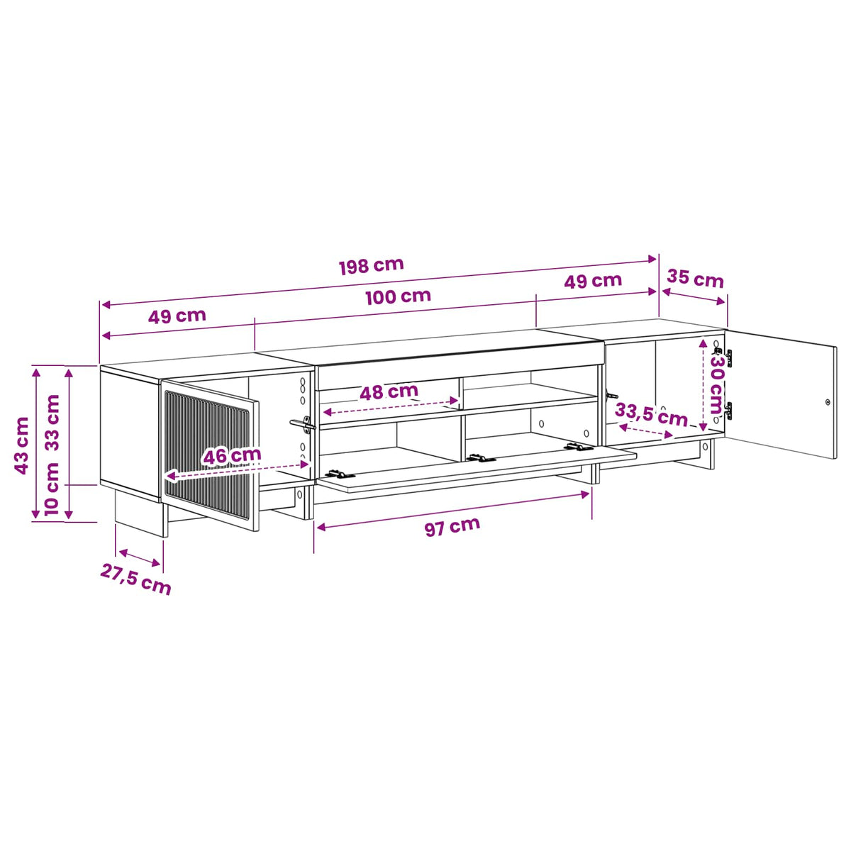 Modern TV Cabinet White Wood 49x35x43cm