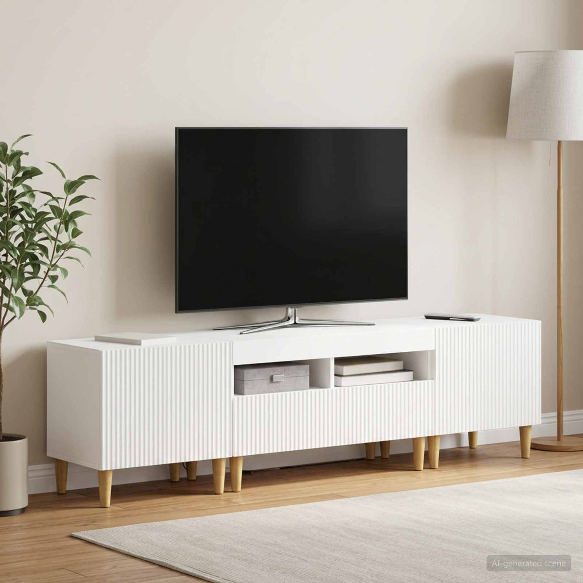 Modern TV Cabinet White Engineered Wood 49x35x43cm
