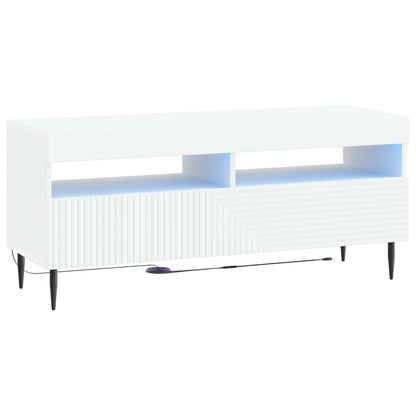 Modern TV Cabinet White Wood 98x35x43cm