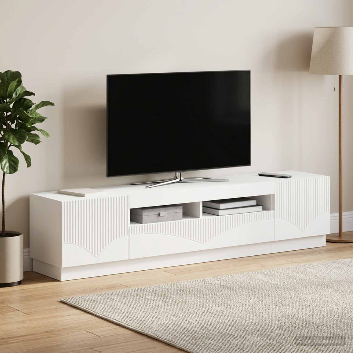 Modern TV Cabinet White Wood 49x35x40cm