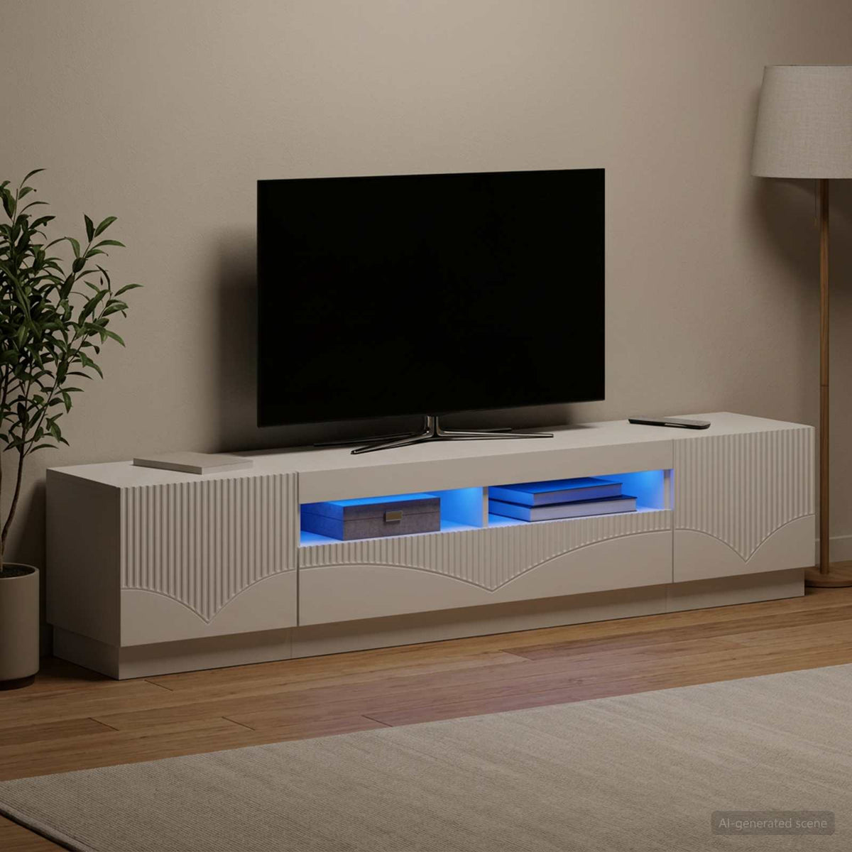 Modern TV Cabinet White Wood 49x35x40cm