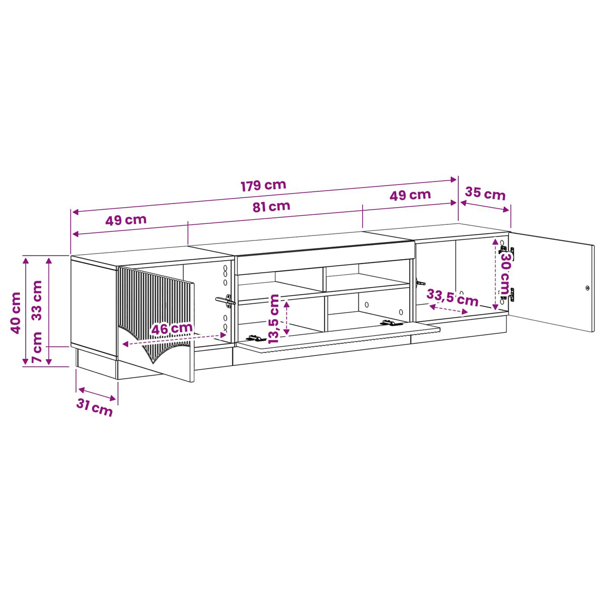 Modern White TV Unit 49x35x40cm