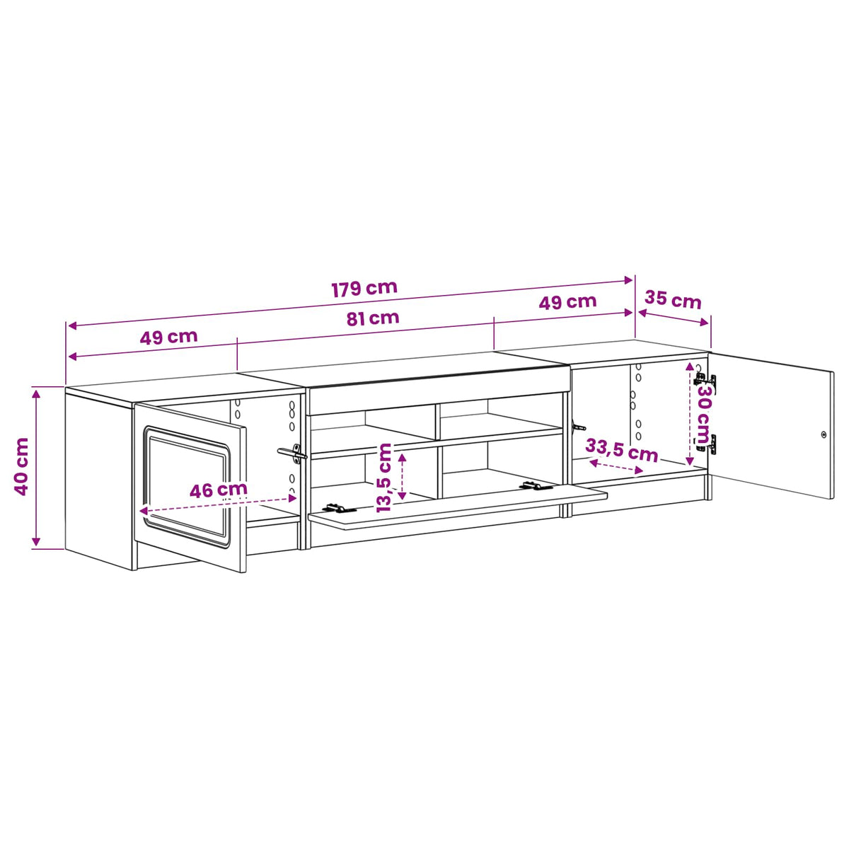 White Engineered Wood TV Cabinet 49x35x40cm