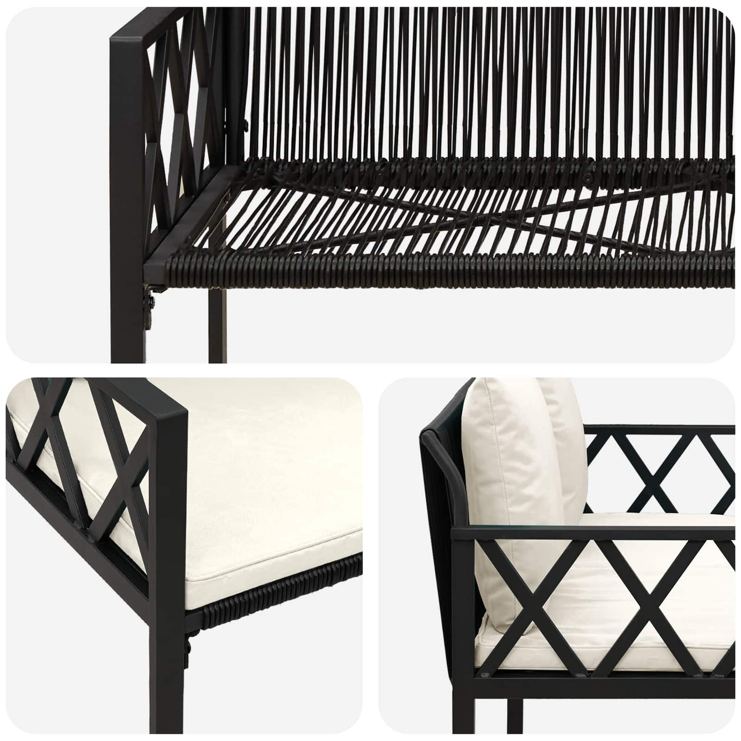 2-Seater Poly Rattan Outdoor Bench | HomeAndLiving - 8