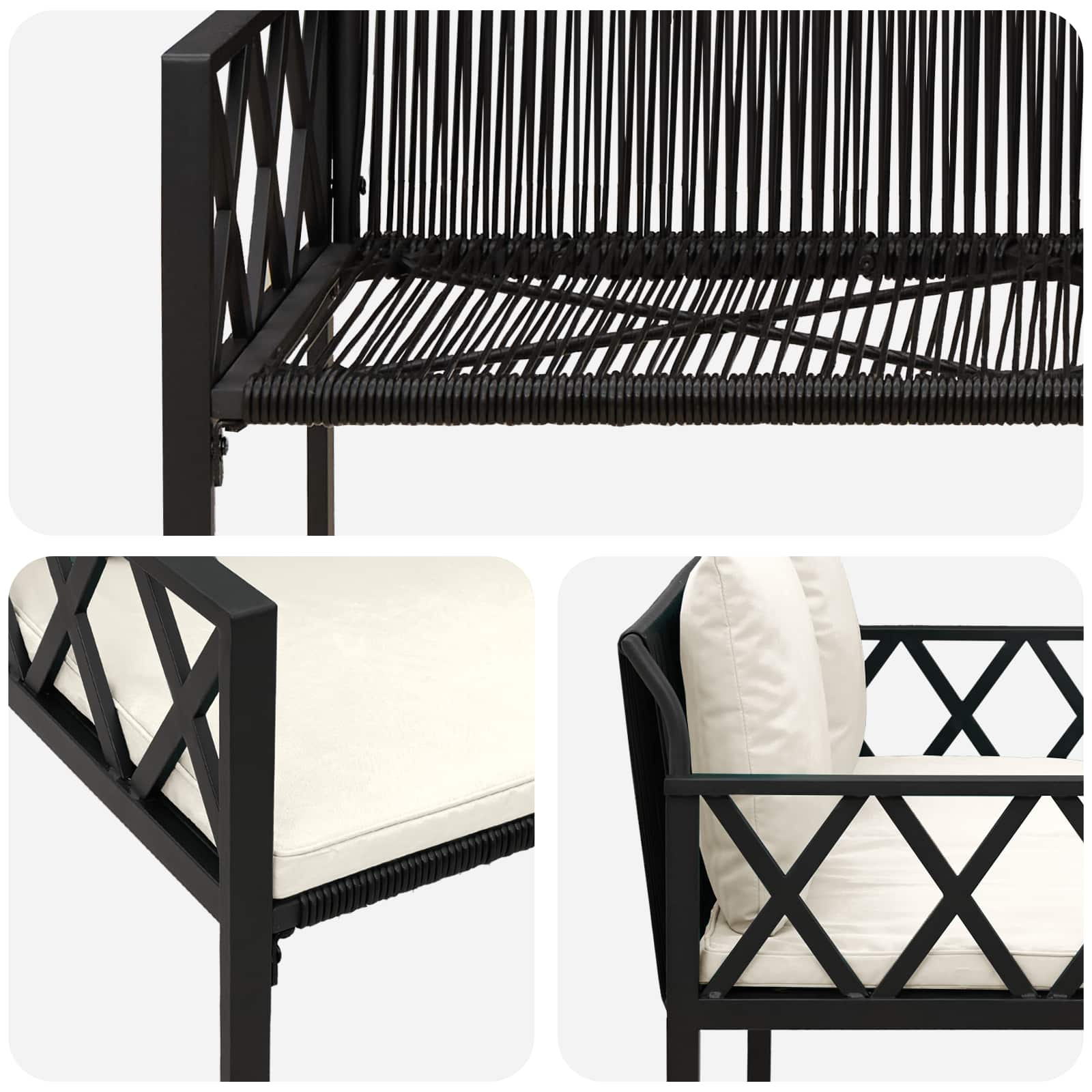 2-Seater Poly Rattan Outdoor Bench | HomeAndLiving - 8