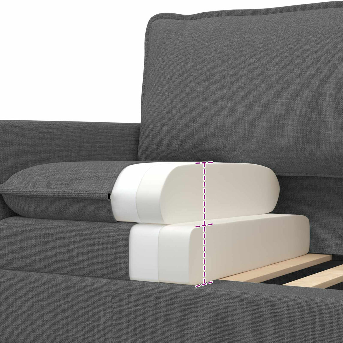 Grey Fabric Sofa Set 2 Piece 196x81x87.5cm