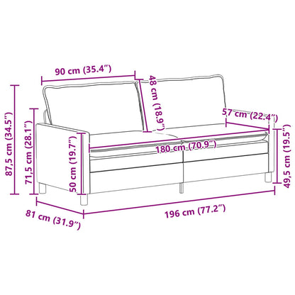 Grey Fabric Sofa Set 2 Piece 196x81x87.5cm