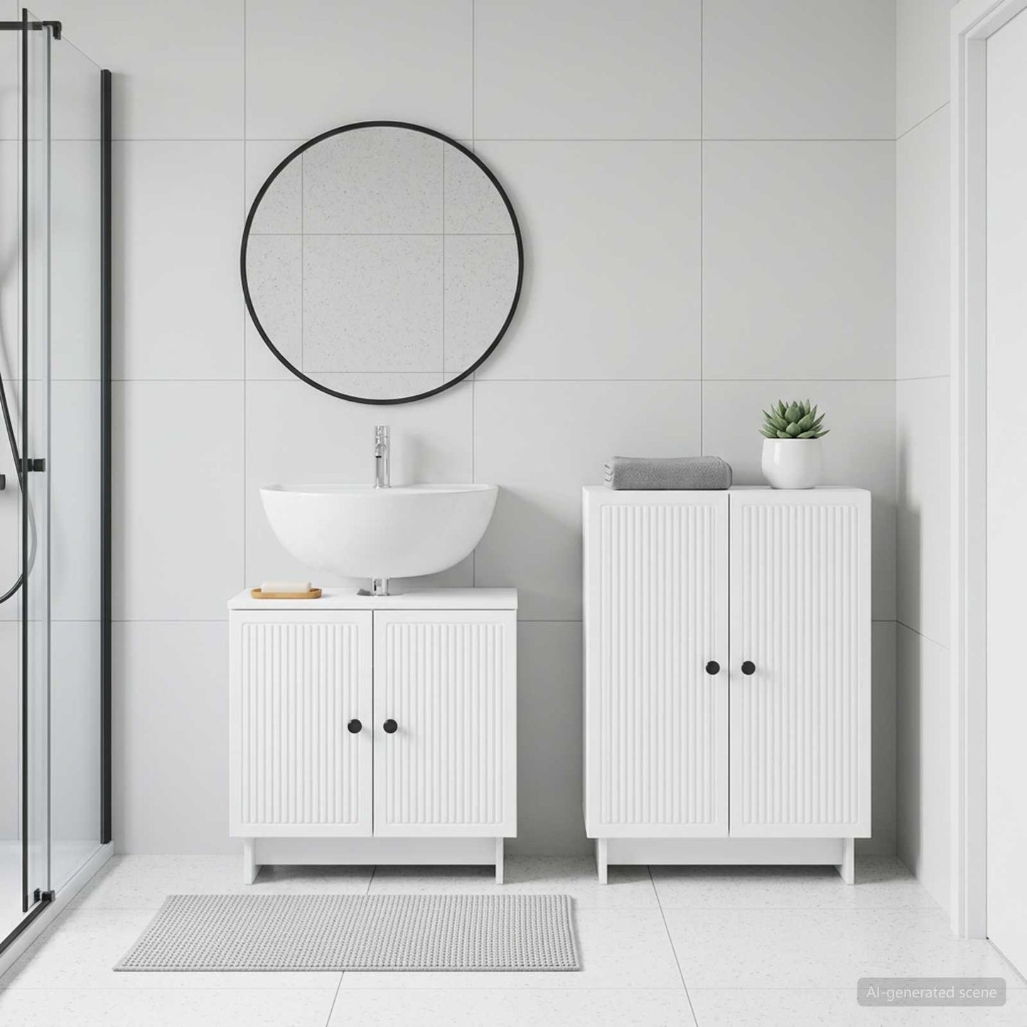 Bathroom Cabinet Set White Engineered Wood 59.5x31.5x59cm