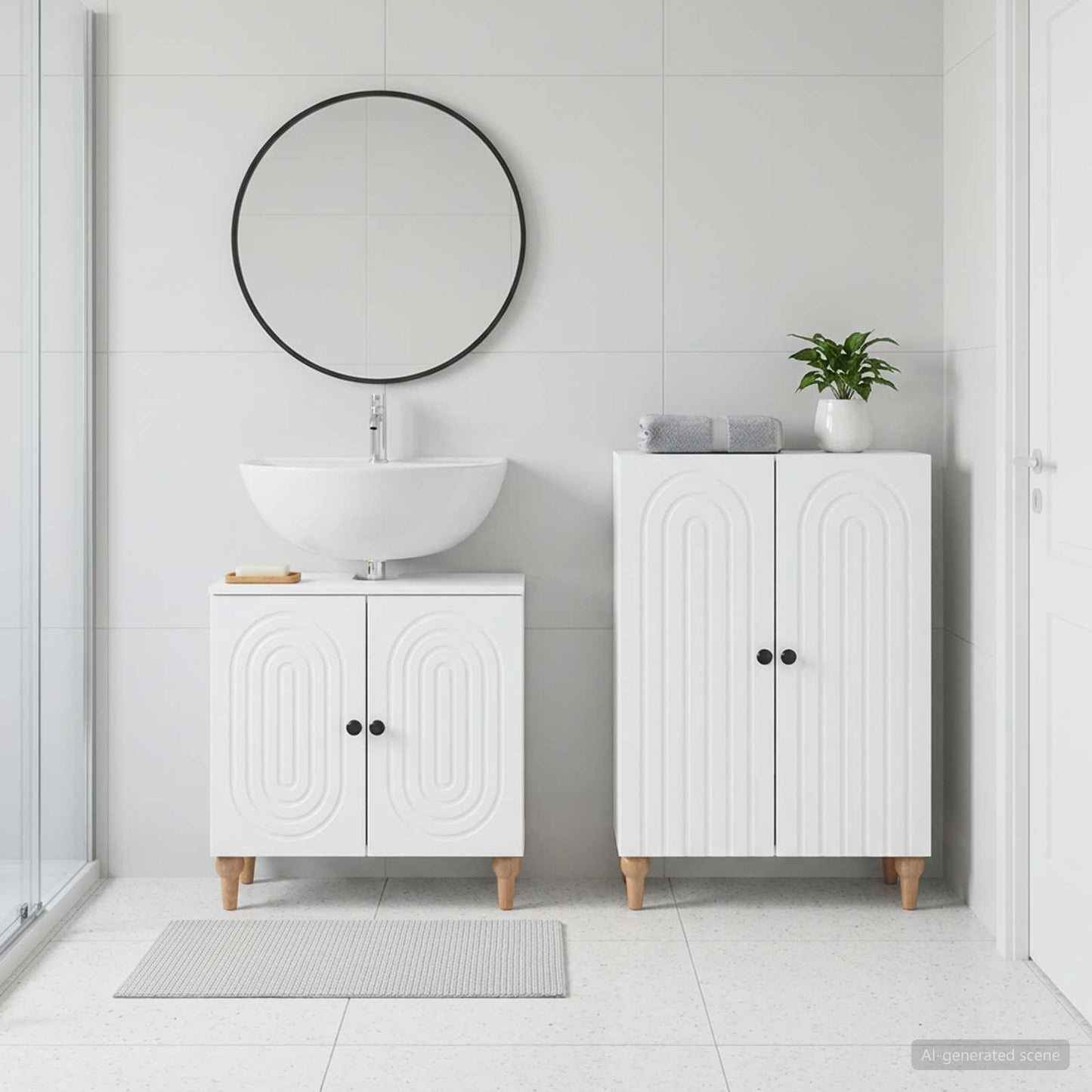 Bathroom Cabinet Set White Engineered 59.5x31.5x59cm
