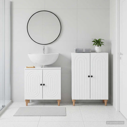 Bathroom Cabinet Set White Engineered 59.5x31.5x59cm