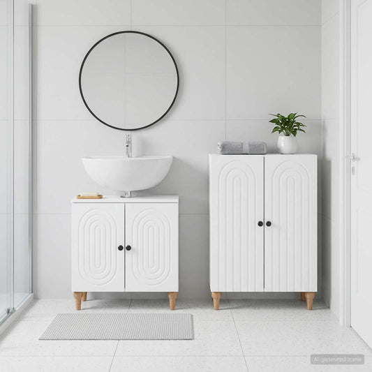 Bathroom Cabinet Set White Engineered 59.5x31.5x59cm