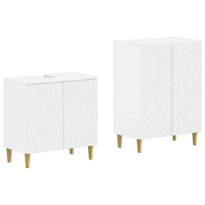 Bathroom Cabinet Set White Wood 59.5x31.5x59cm