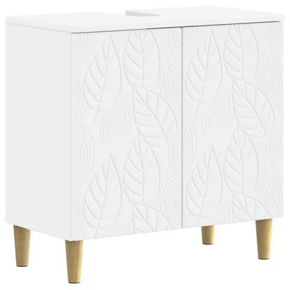 Bathroom Cabinet Set White Wood 59.5x31.5x59cm
