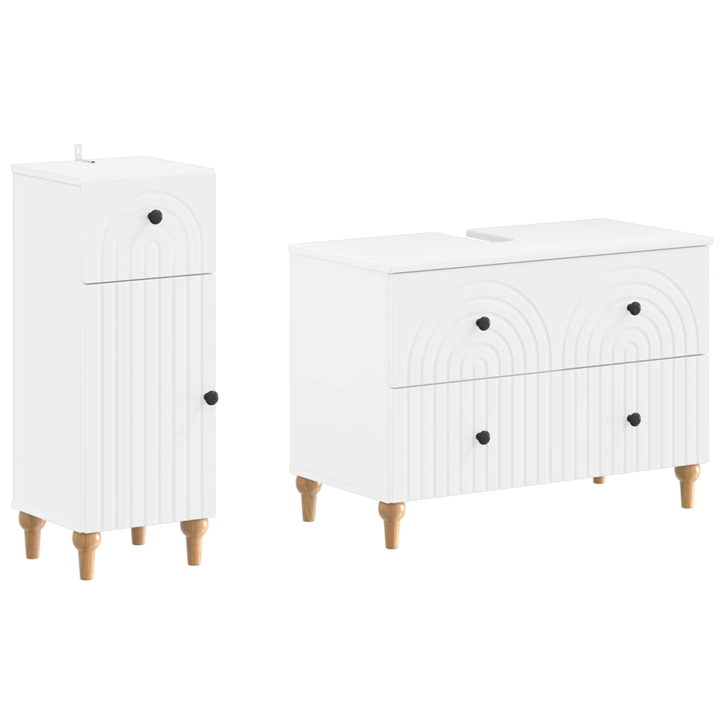Bathroom Cabinet Set White Wood 82x41x59cm