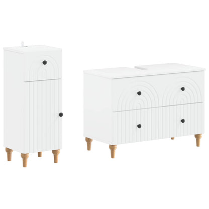 Bathroom Cabinet Set White Wood 82x41x59cm