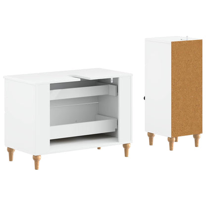 Bathroom Cabinet Set White Wood 82x41x59cm