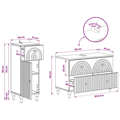 Bathroom Cabinet Set White Wood 82x41x59cm