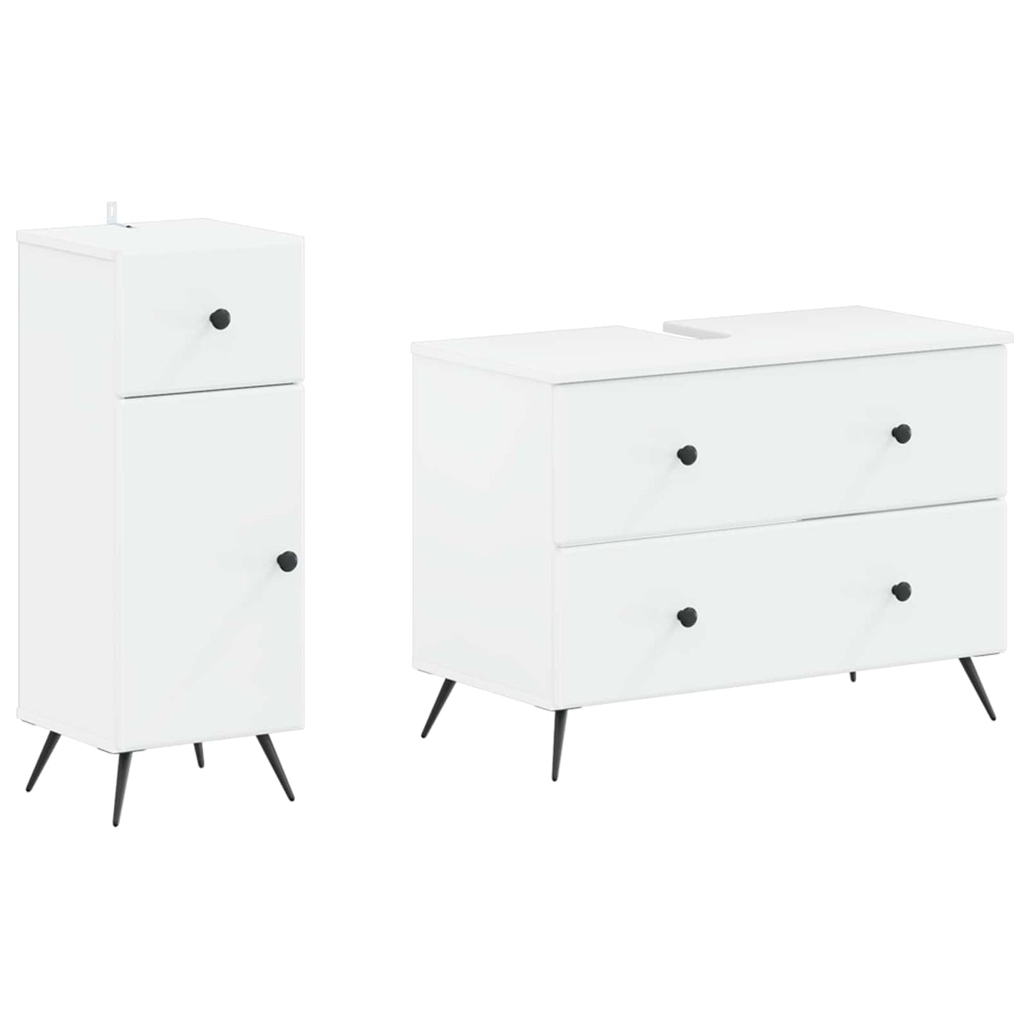 Bathroom Cabinet Set White Engineered Wood 82x41x59cm