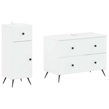 Bathroom Cabinet Set White Engineered Wood 82x41x59cm