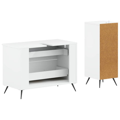 Bathroom Cabinet Set White Engineered Wood 82x41x59cm