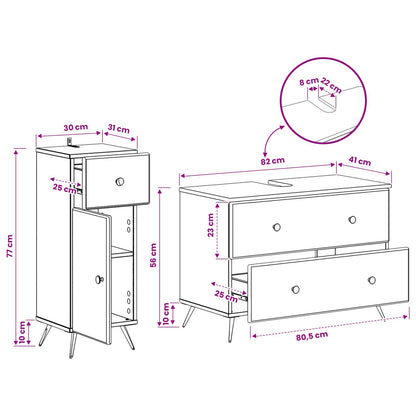 Bathroom Cabinet Set White Engineered Wood 82x41x59cm