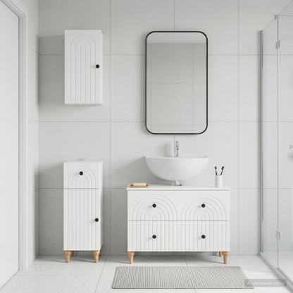 Bathroom Cabinet Set White Engineered Wood 30x31x80cm