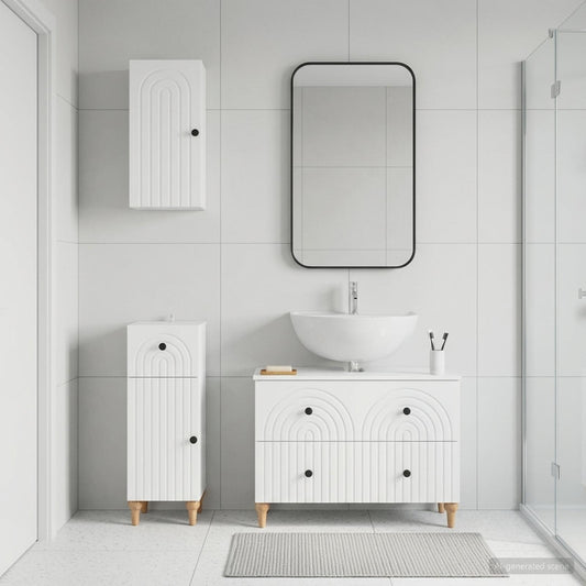 Bathroom Cabinet Set White Engineered Wood 30x31x80cm