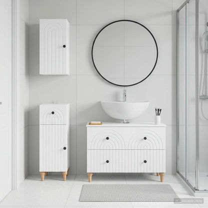 Bathroom Cabinet Set White Engineered Wood 30x31x80cm