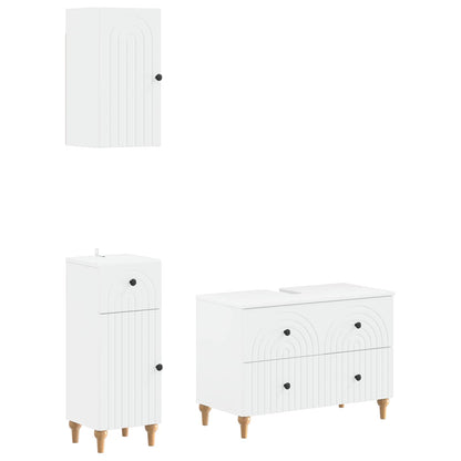 Bathroom Cabinet Set White Engineered Wood 30x31x80cm