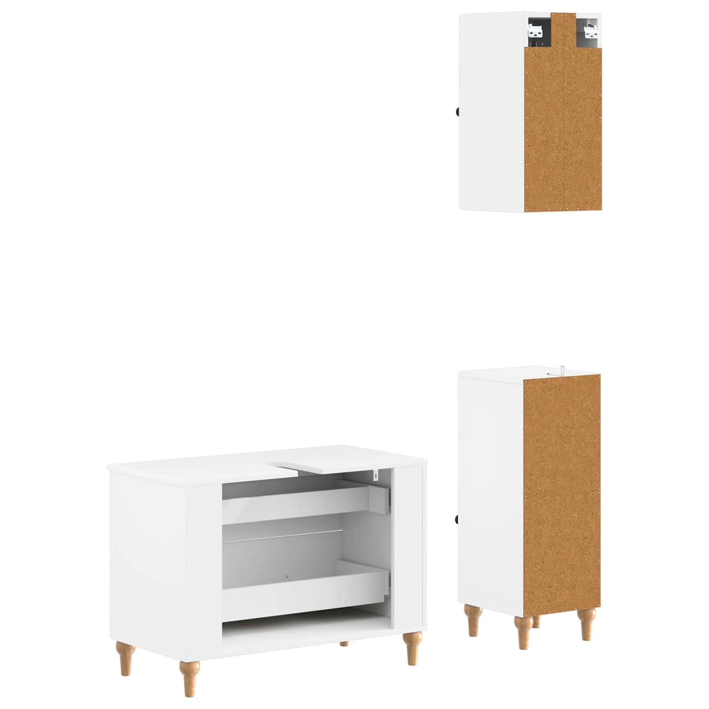 Bathroom Cabinet Set White Engineered Wood 30x31x80cm
