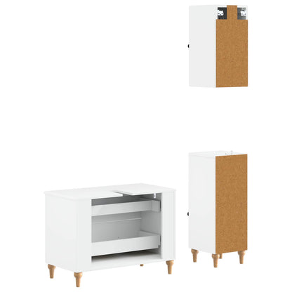 Bathroom Cabinet Set White Engineered Wood 30x31x80cm