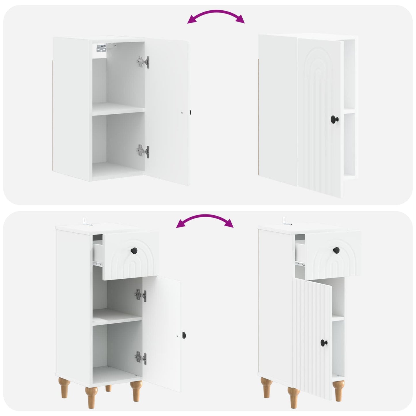Bathroom Cabinet Set White Engineered Wood 30x31x80cm