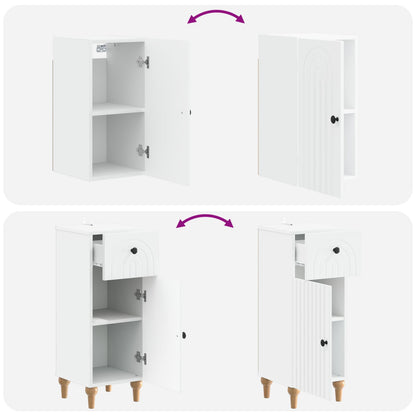 Bathroom Cabinet Set White Engineered Wood 30x31x80cm