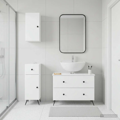 Bathroom Cabinet Set White Wood 30x31x80cm