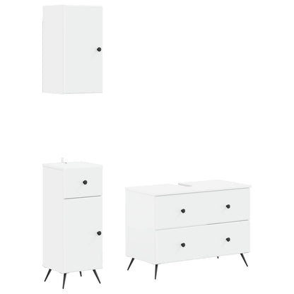 Bathroom Cabinet Set White Wood 30x31x80cm