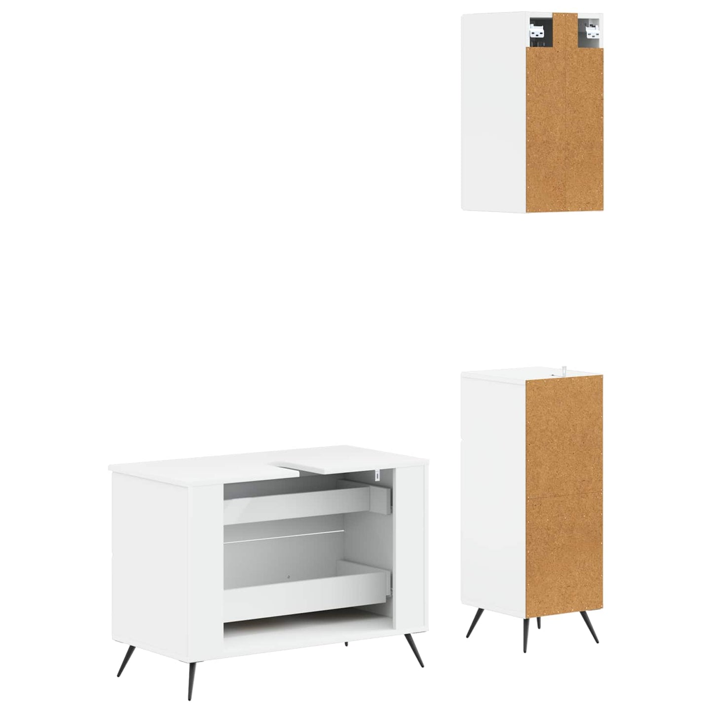 Bathroom Cabinet Set White Wood 30x31x80cm