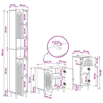 Bathroom Cabinet Set Engineered Wood 30x31x190cm