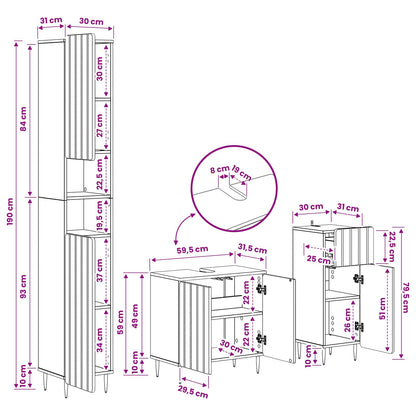 Bathroom Cabinet Engineered Wood Set 30x31x190cm