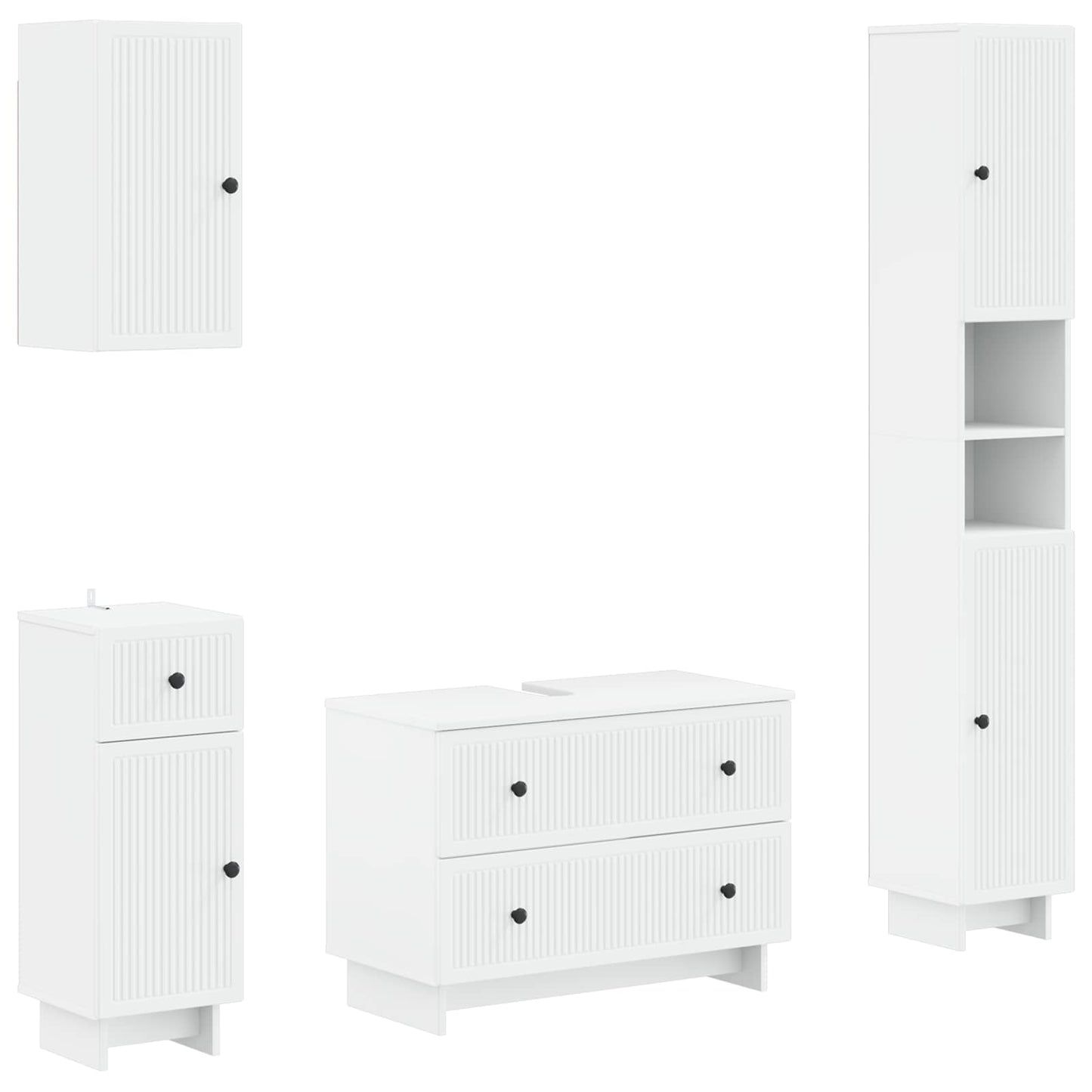 Bathroom Cabinet Set White Engineered Wood 30x31x190cm