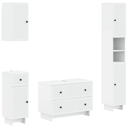 Bathroom Cabinet Set White Engineered Wood 30x31x190cm