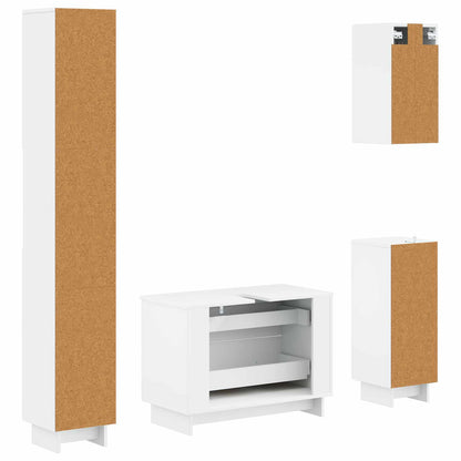 Bathroom Cabinet Set White Engineered Wood 30x31x190cm