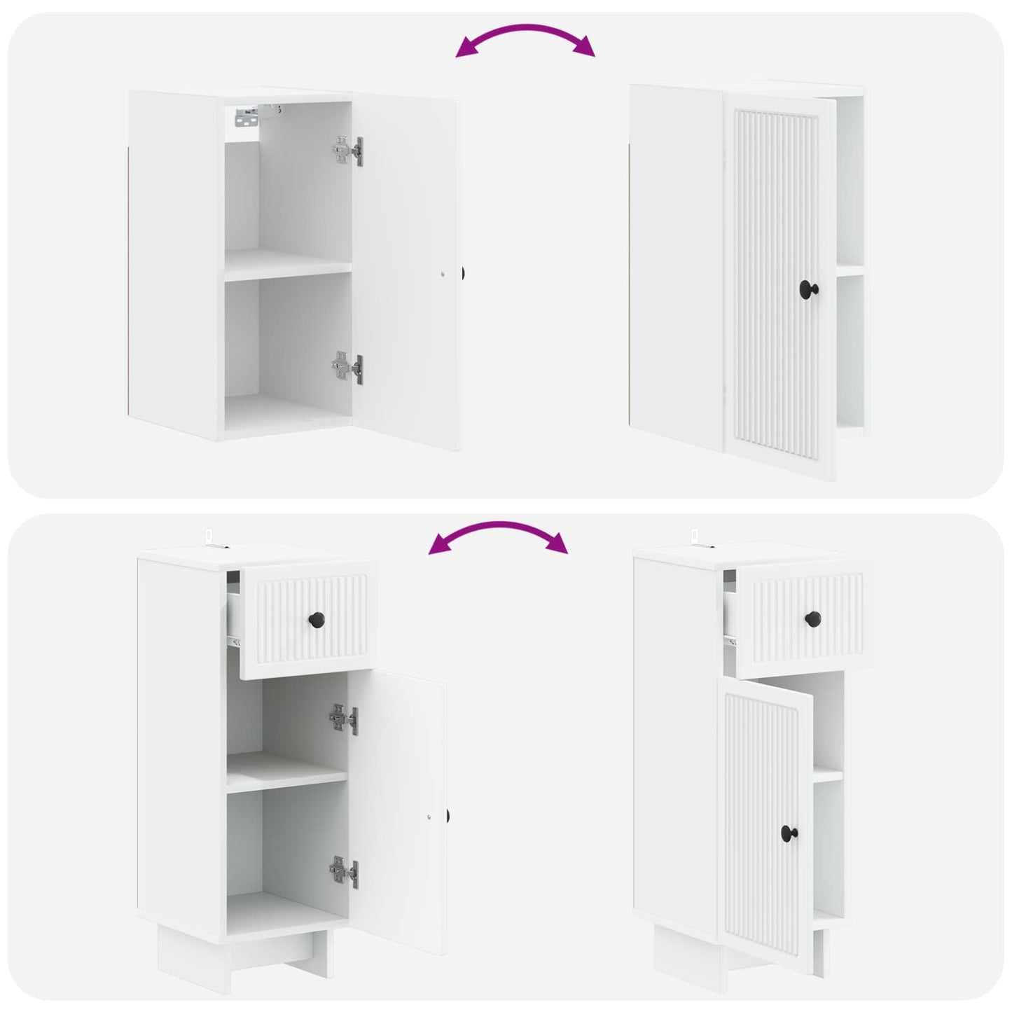 Bathroom Cabinet Set White Engineered Wood 30x31x190cm
