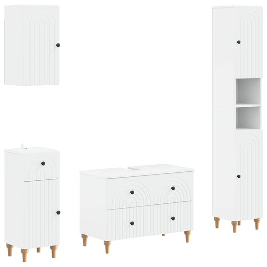Bathroom Cabinet Set White Engineered 30x31x190cm