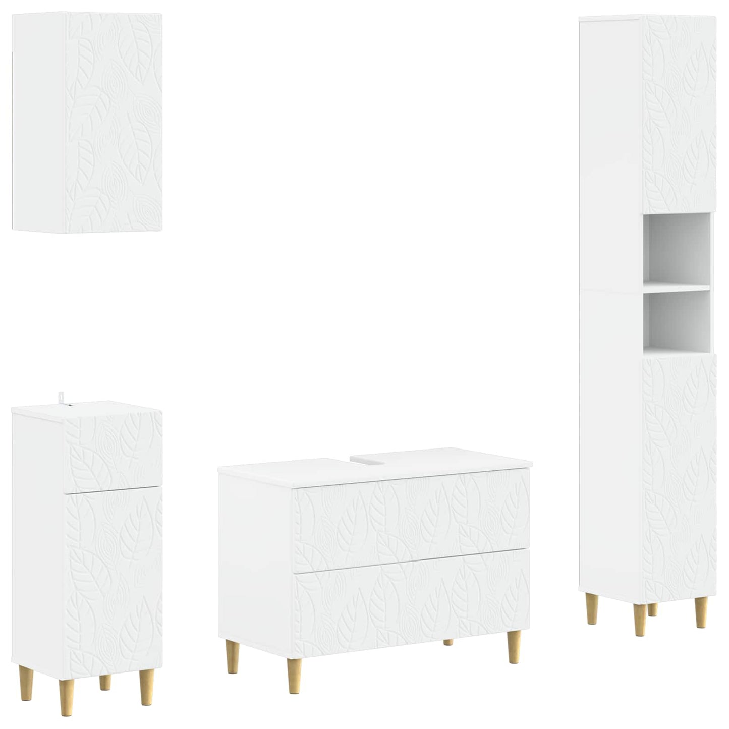 Bathroom Cabinet White Engineered Wood 30x31x190cm