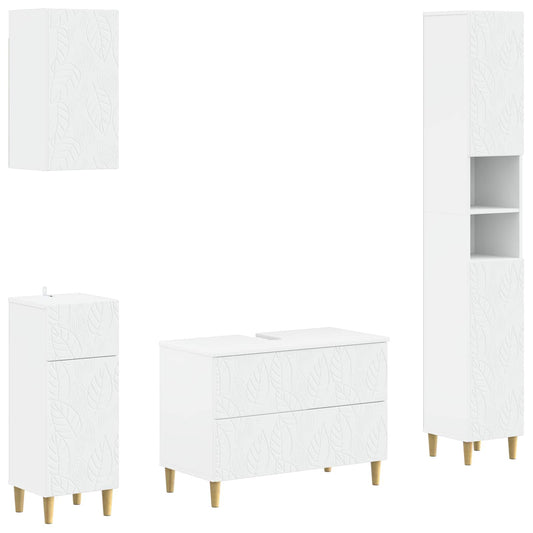 Bathroom Cabinet White Engineered Wood 30x31x190cm