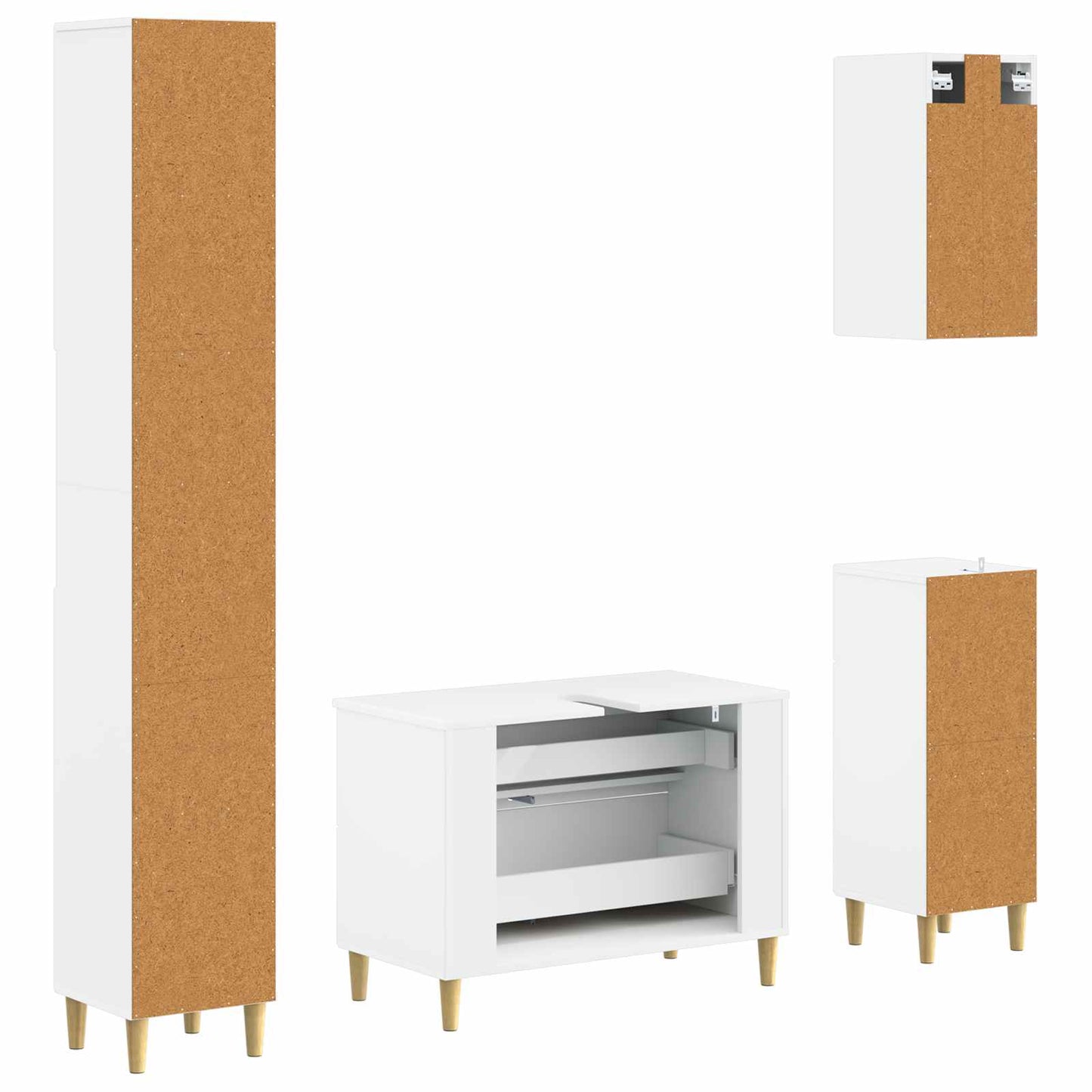 Bathroom Cabinet White Engineered Wood 30x31x190cm