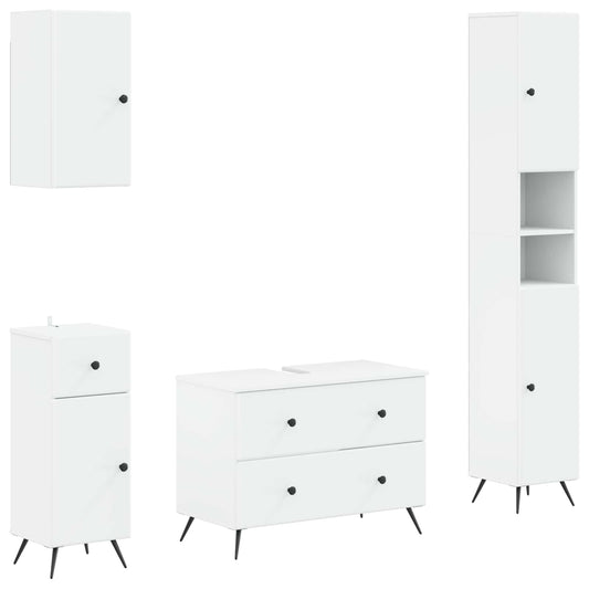 Bathroom Cabinet Set White Wood 30x31x190cm